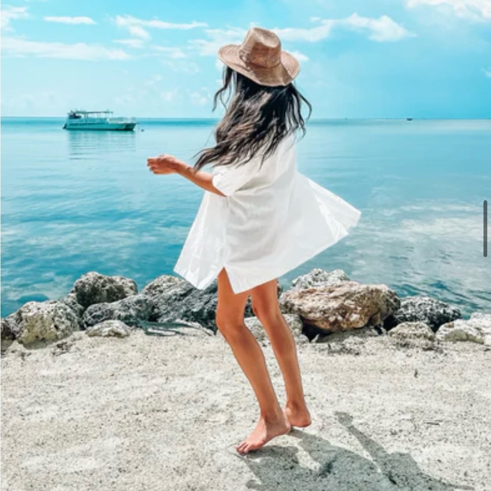 White Button Up Swimsuit Coverup